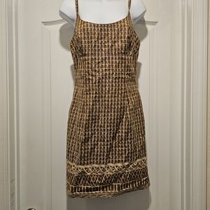 Vintage Mark E. Mini Dress Boho Rattan Chain Weave Pattern Size 4